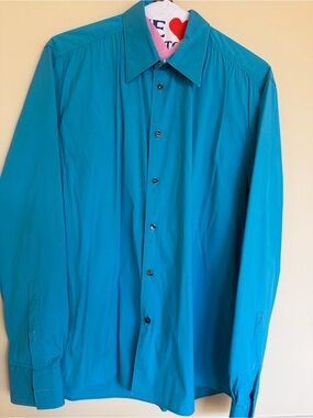 Versace Collection Teal Casual Button-Down Shirt
